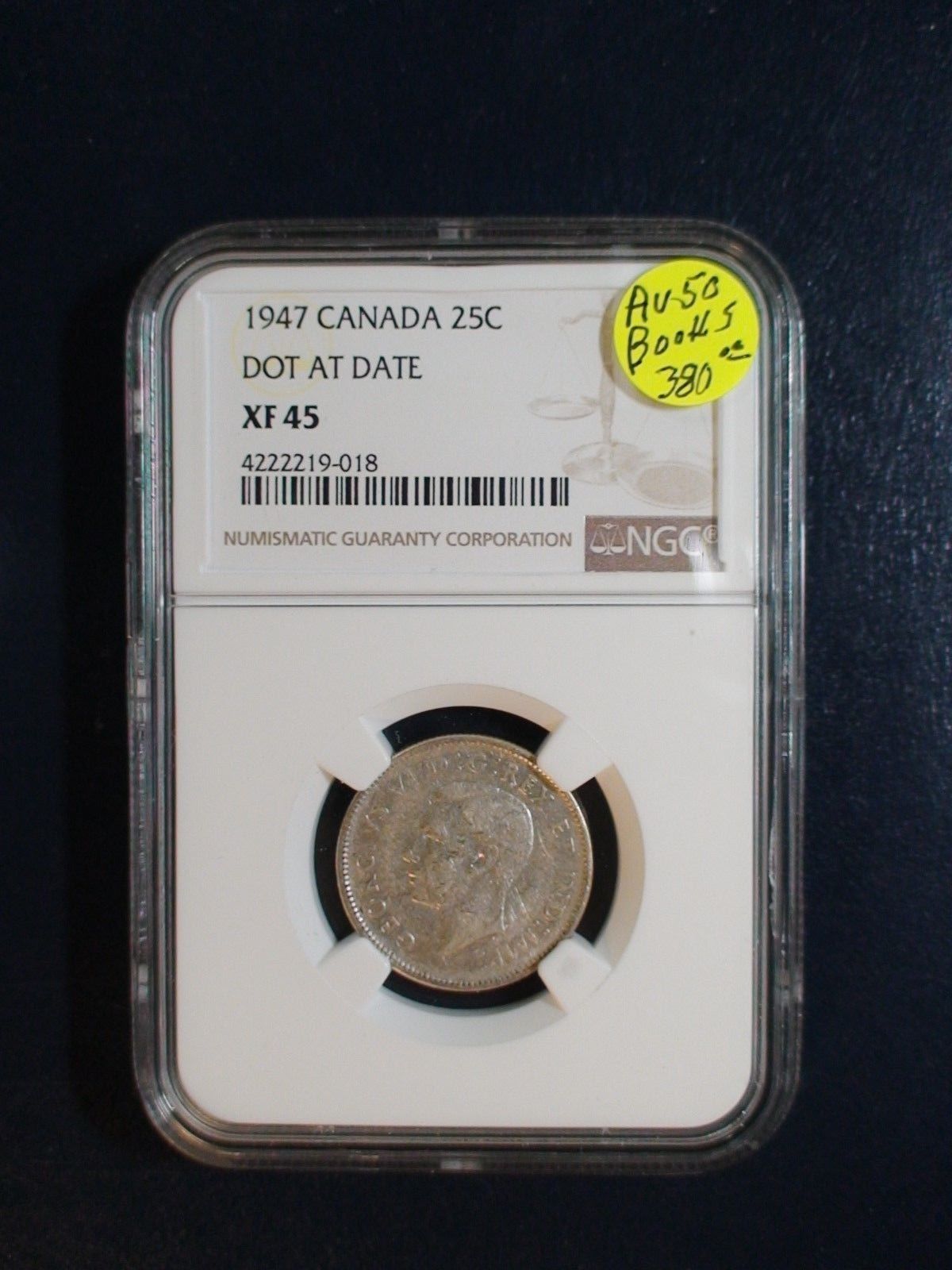 Fabulous-1947-Dot-25c-XF45-From-NGC
