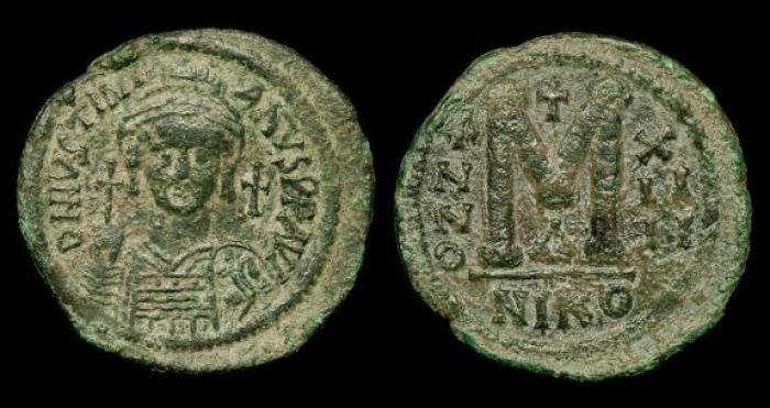 Justinian-I--Great-Follis