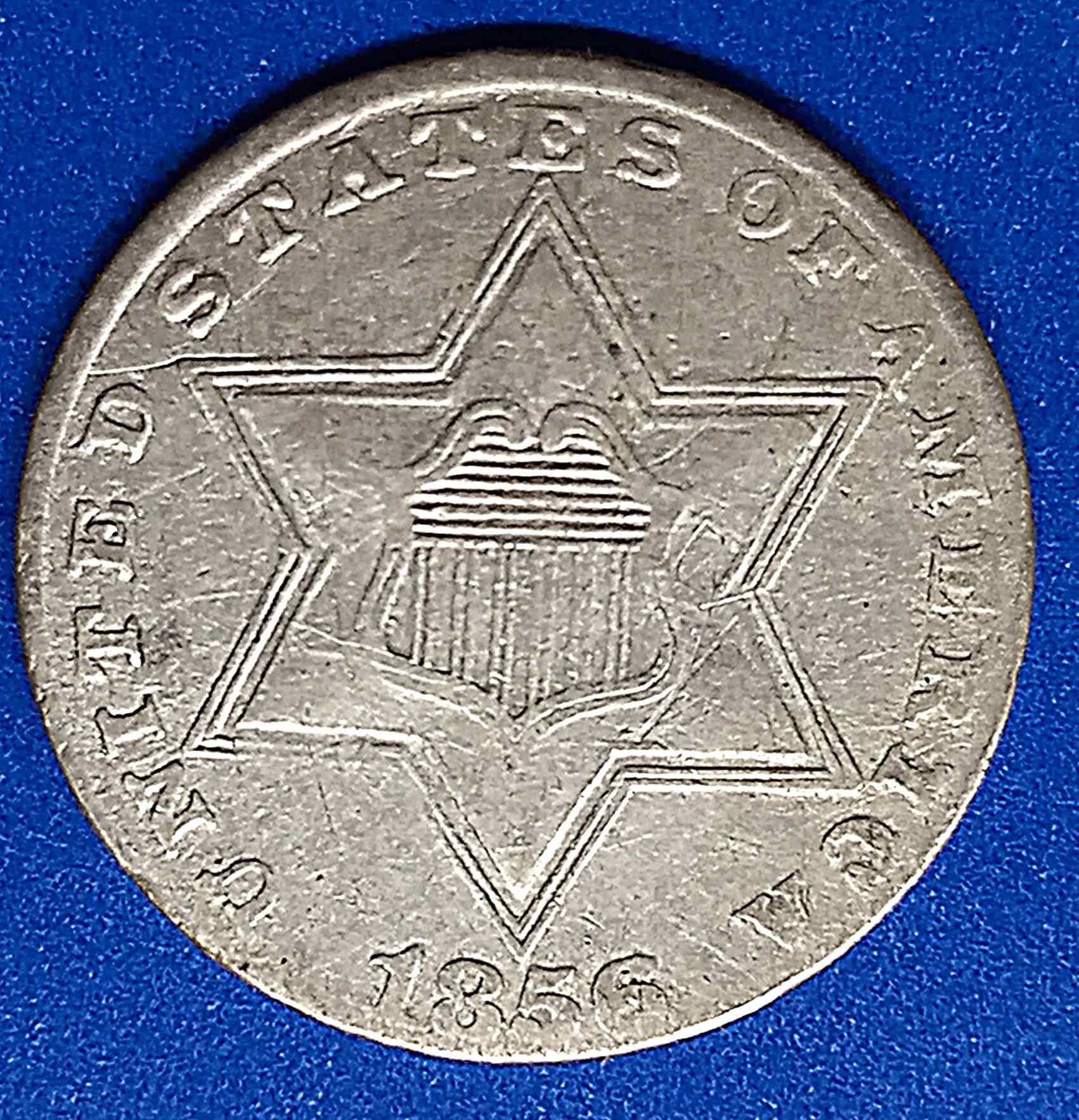 1856-Three-Cent-Silver-Trime-Type-2.-Gradeable?