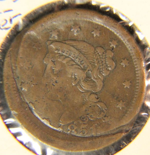 1851-Large-Cent---Damaged?