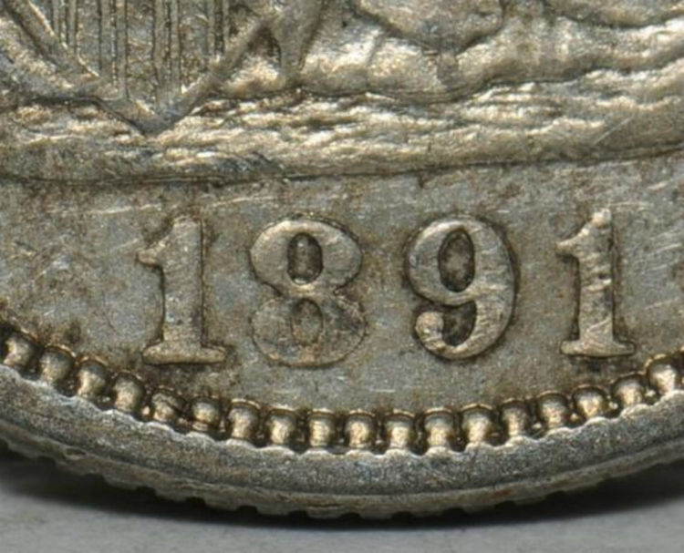 1891-Seated-Dime-O9-Reverse,-Very-Scarce