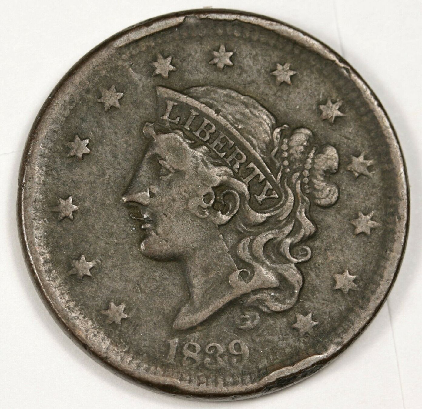 1840-Large-Cent-With-Raised-Bits-On-Obverse---Looks-PSD-But...
