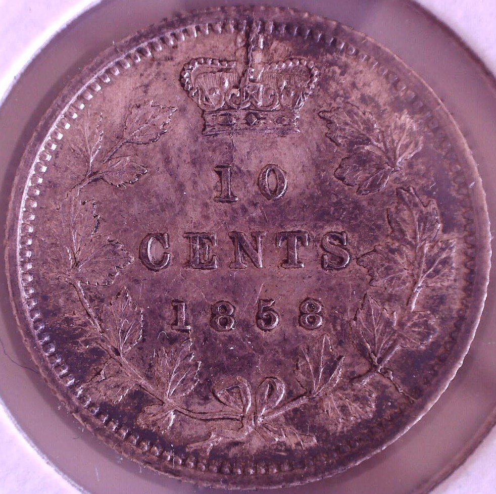 1858-Canada-10-Cents-5/5-Variety-Confirmation
