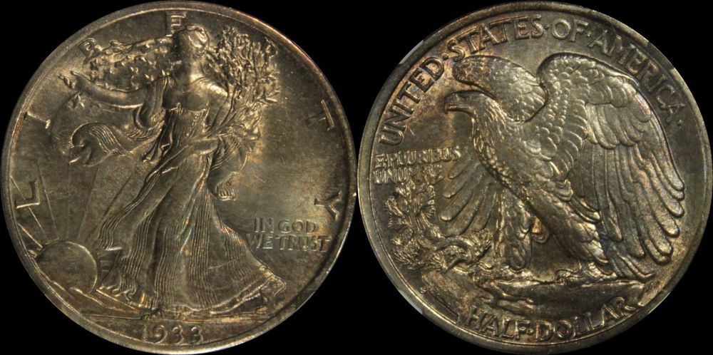 Toned-1933-S-Walking-Liberty