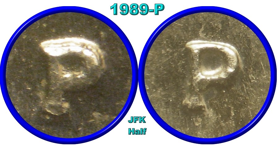 Two-Different-Looking-P-Mint-Marks-On-1989-JFK-Halves