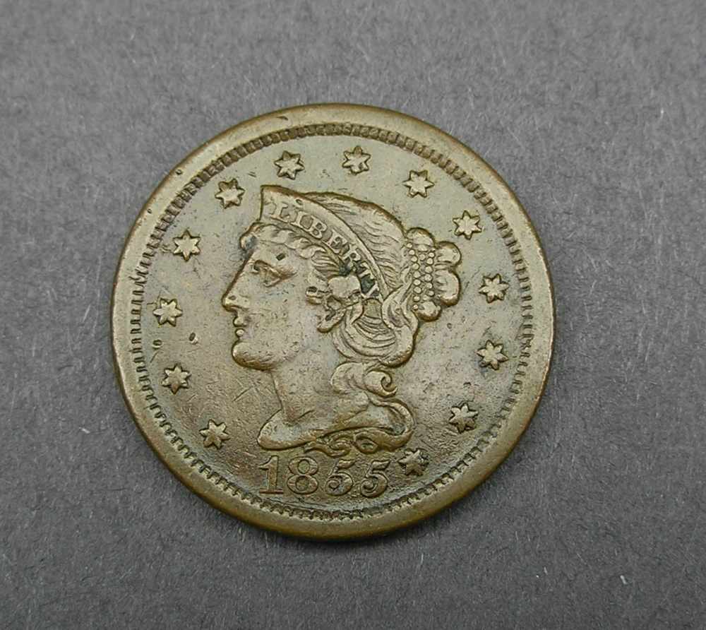 1855-Large-Cent-Knob-On-Ear,-Help-With-Grade-Please.