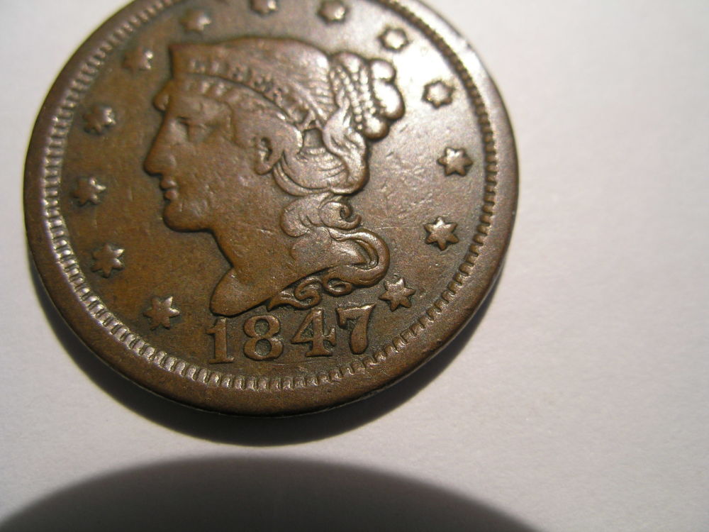 1847/47-Braided-Hair-Large-Cent-For-Grading.
