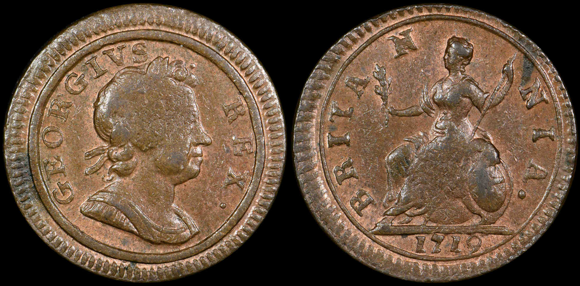1719-Farthings---A-Large-9-And-A-Small-9