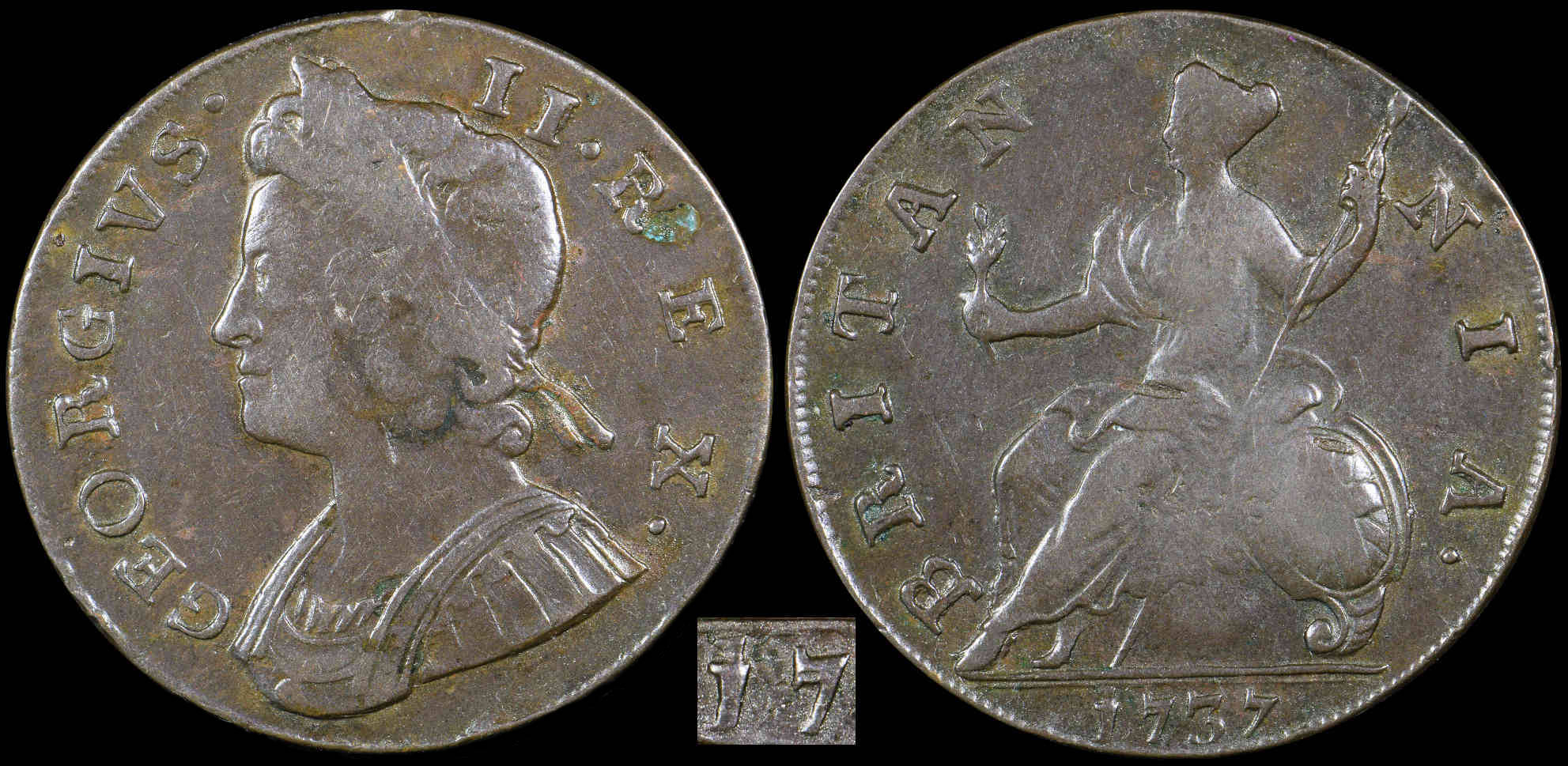 1737-Halfpenny---1-Over-High-1-In-Date