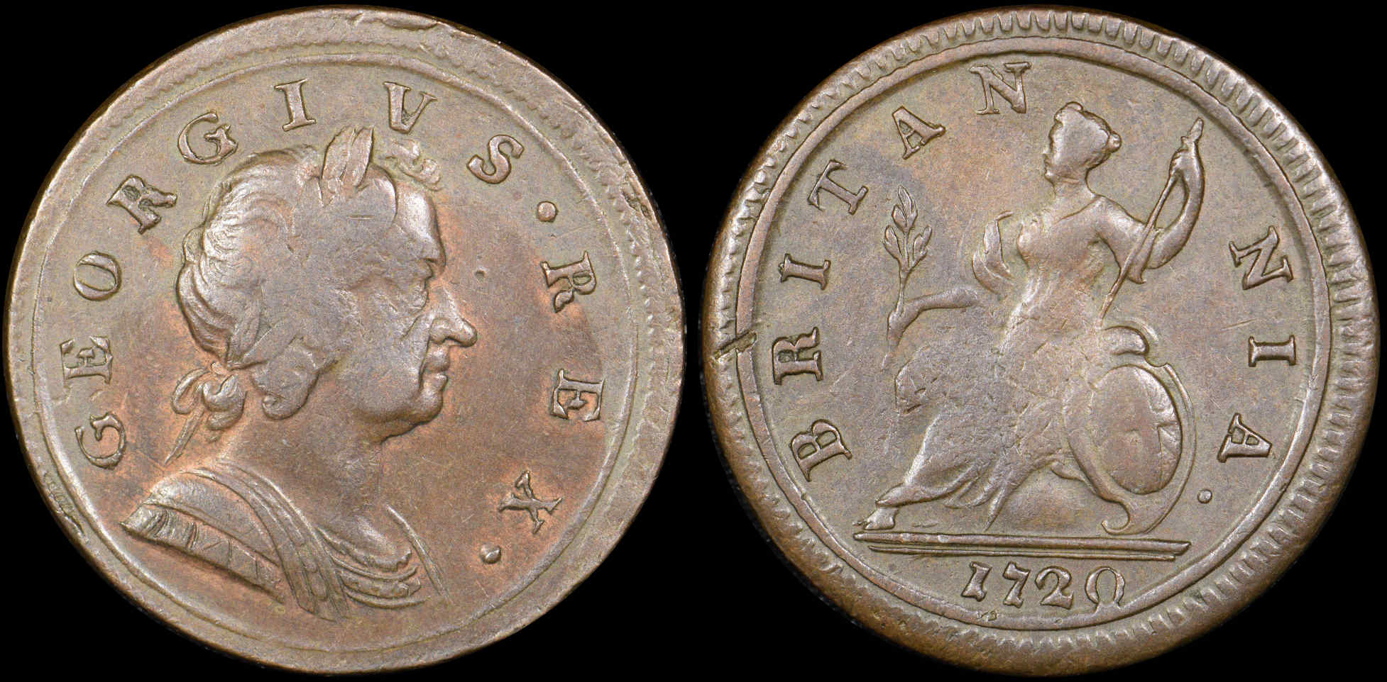 1720-Halfpenny-With-Some-Mint-Red