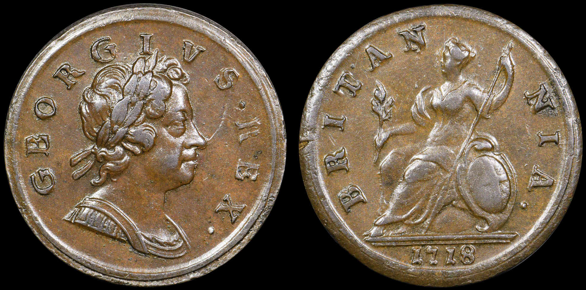 1718-Halfpenny---E-Over-R-In-Georgivs?