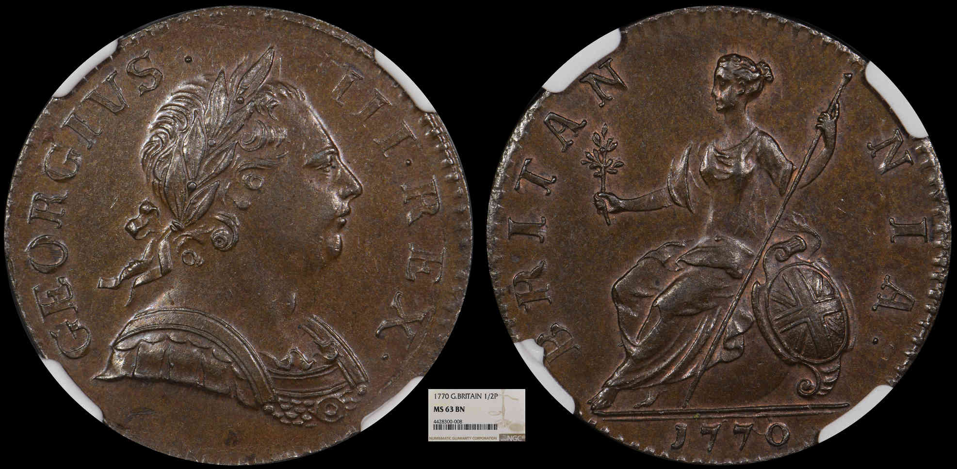 1770-Halfpenny---Mispunched-High-0-In-Date
