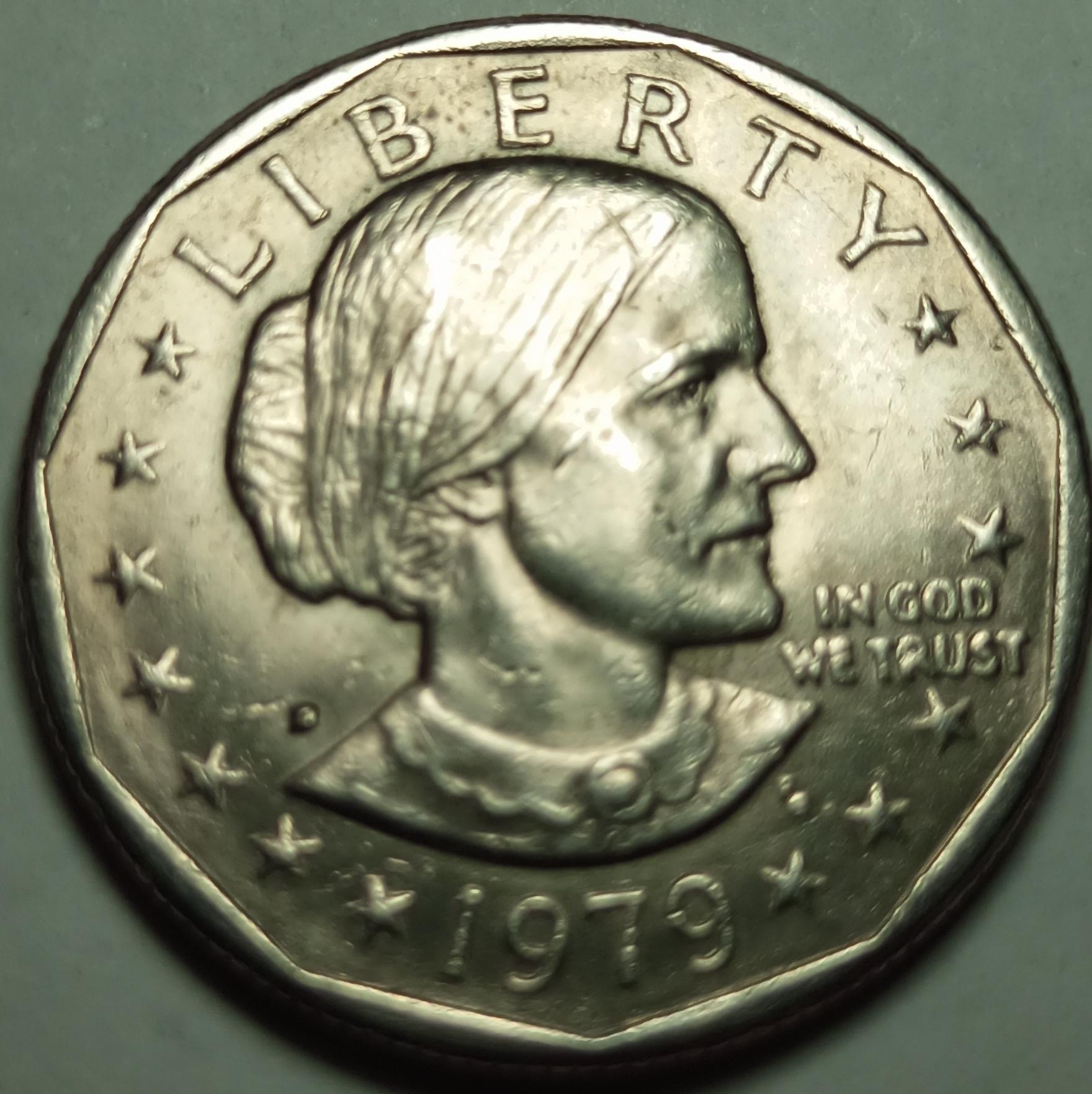 1979-D-Susan-B-Anthony-Error-Filled-In-D-Mintmark,-Filled-In-A,-And-Star-Missing-A-Point.