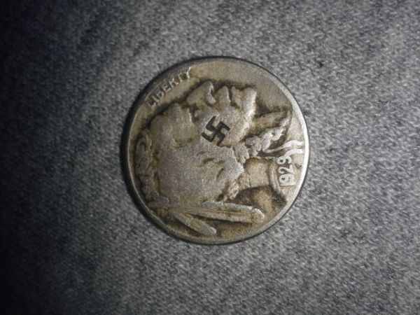 1929-Buffalo-Nickel-With-Small-Swastika-On-Cheek