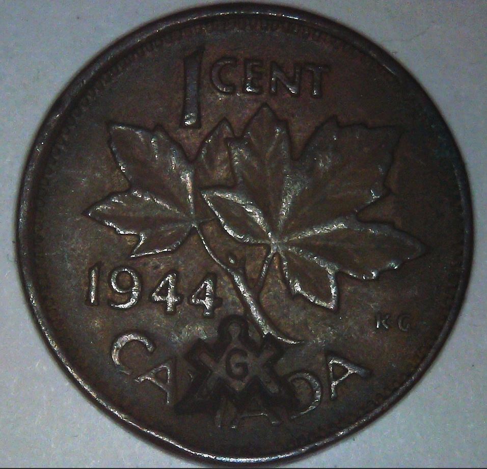 1944-Cent-With-Freemason-Stamp