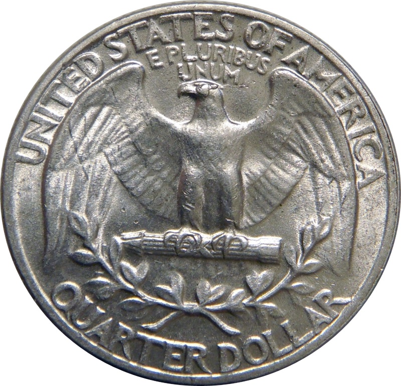 1964-Washington-Quarter---Decent-Sized-Die-Chip-On-Eagle's-Head