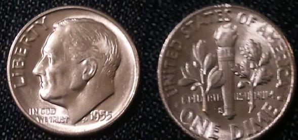 1955-Dime,-Mint-State,-In-Bank-Deposit