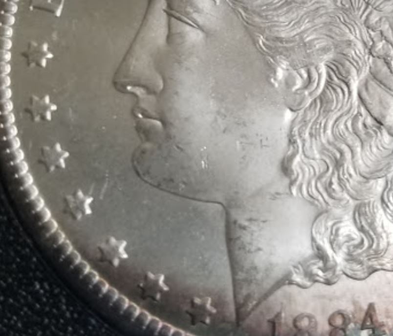 1884-CC-Morgan-Dollar-For-Grading,-Lovely-Crescent-Toning
