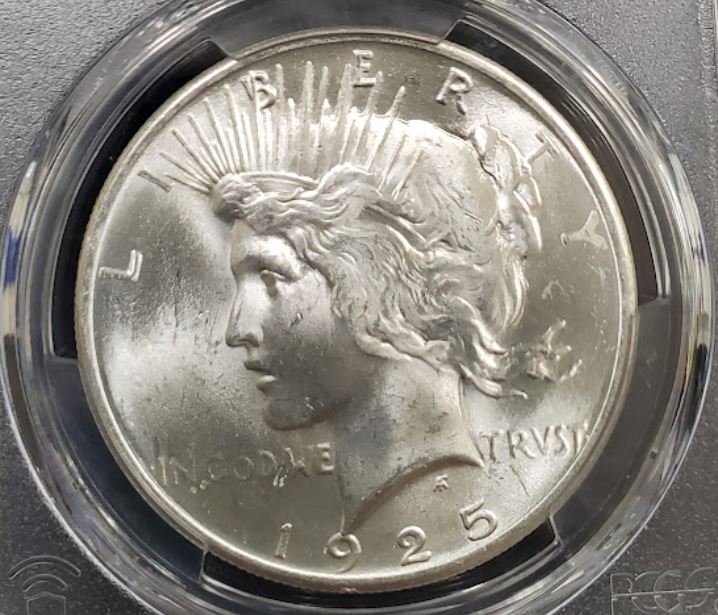 1925-Peace-Dollar-For-Grading.-PCGS-Holder.
