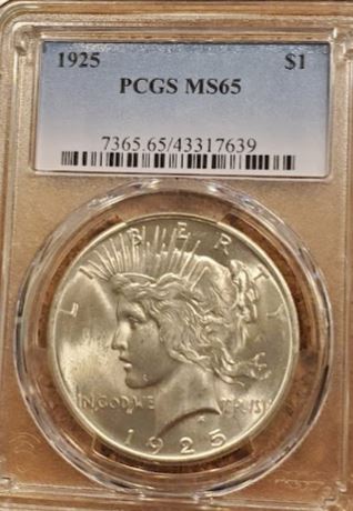 1925-Peace-Dollar-For-Grading.-PCGS-Holder.