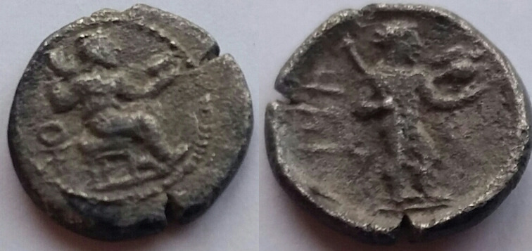 Cilicia,-AR-Obol-Of-Tiribazos,-Baal-Seated