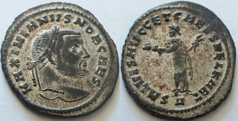 Galerius,-As-Caesar-Silvered-Follis---Carthage