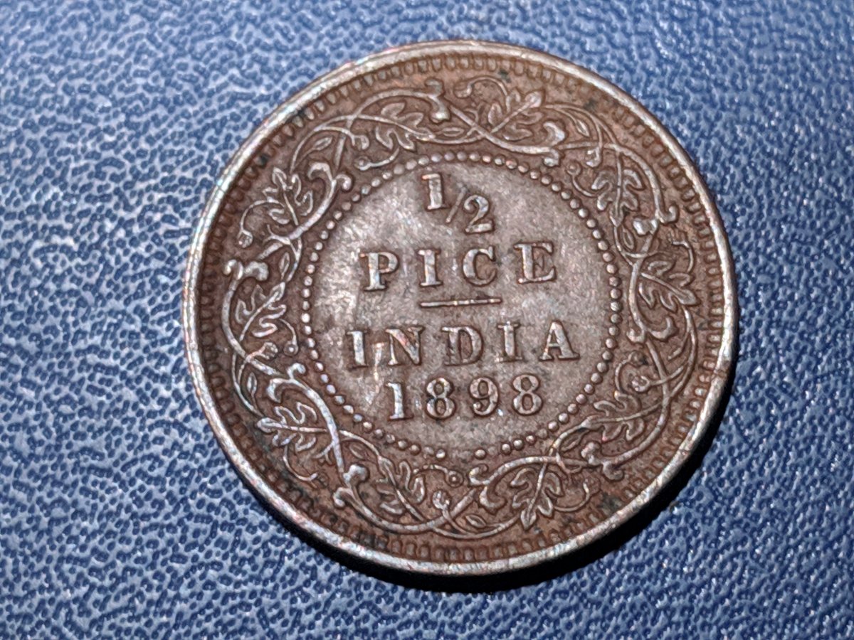 Nice-Big-Die-Breaks-On-This-1898-India-1/2-Pice