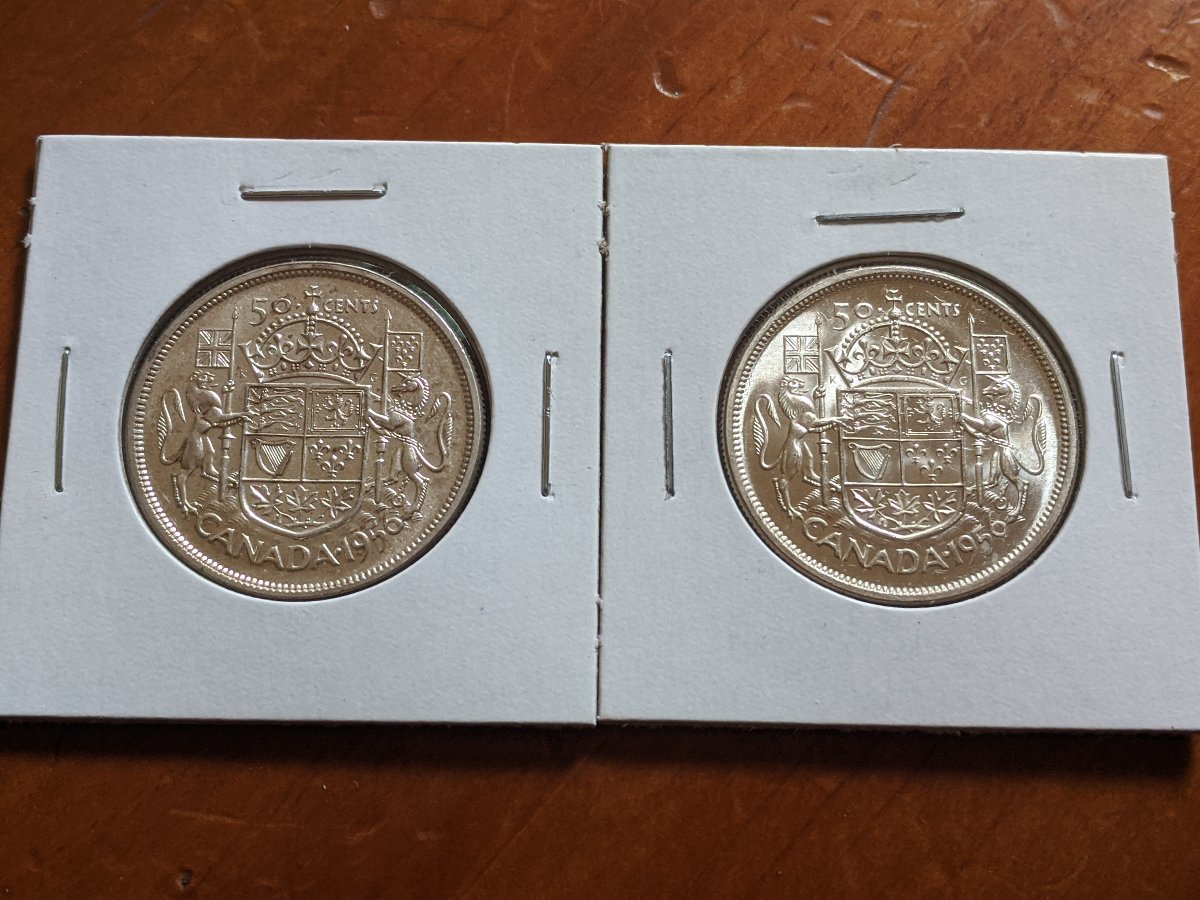1956-Fifty-Cent-With-And-Without-Marks-Above-The-6