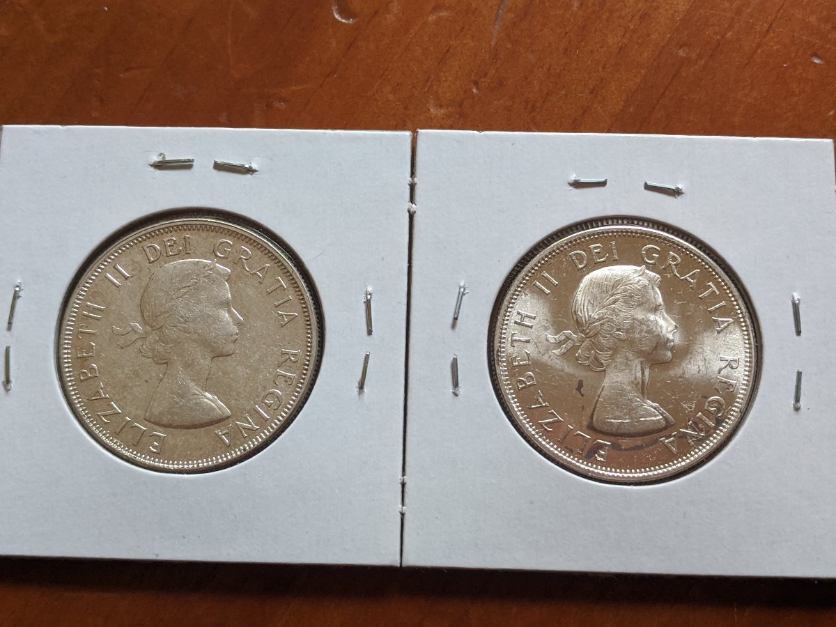 1956-Fifty-Cent-With-And-Without-Marks-Above-The-6