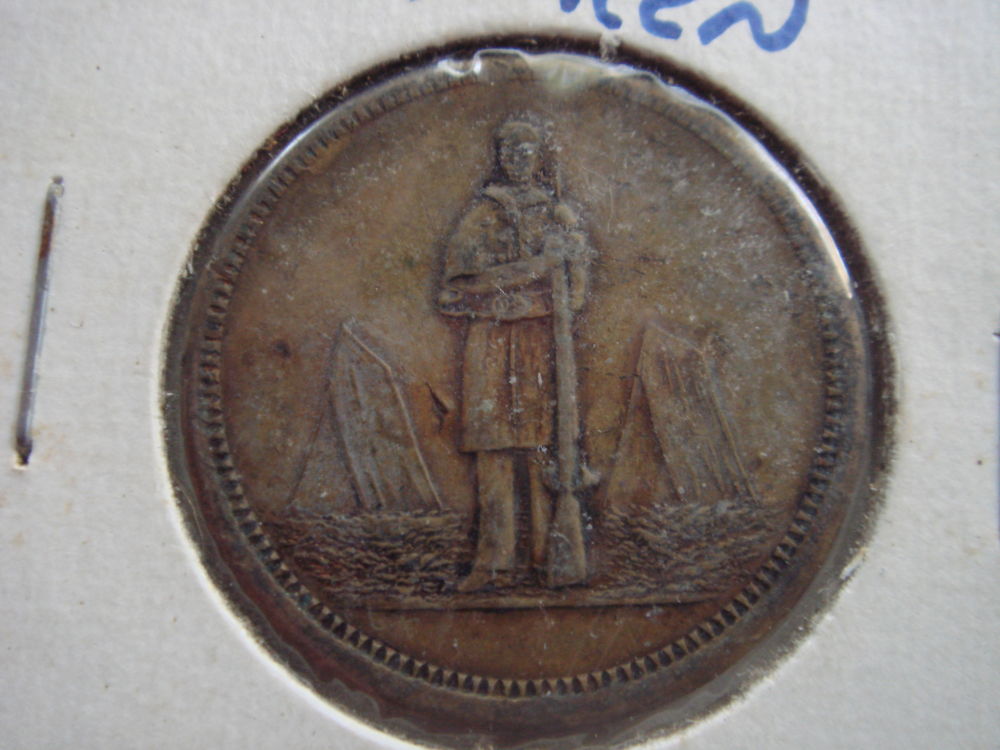 Civil-War-Union-Soldier-2-Tent-Lord's-Prayer-Token-Medal-?