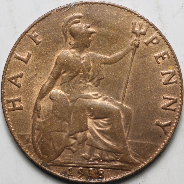 1918-GB-Half-Penny-Rim-Faults-Or?