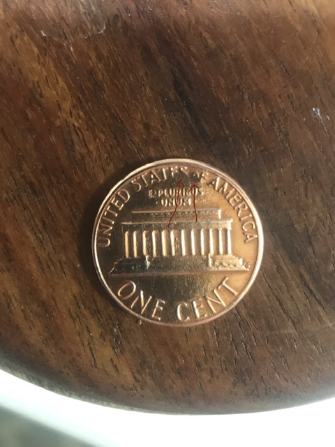 1985-D-Penny-Missing-Lower-Half-Of-