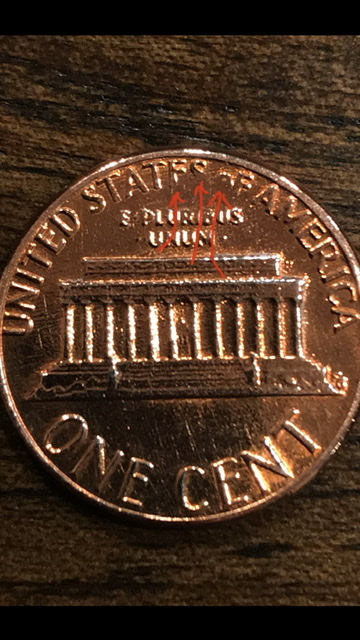 1985-D-Penny-Missing-Lower-Half-Of-