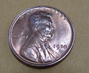 1930-S-Wheat-Penny-W/Fingerprint-On-Reverse