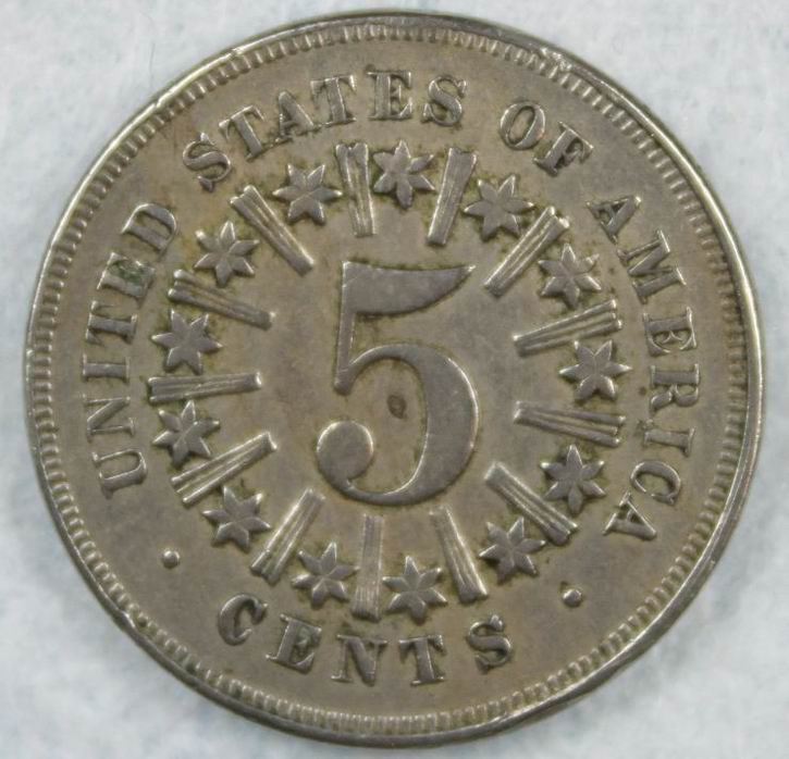 1867-Shield-Nickle-W/-Rays