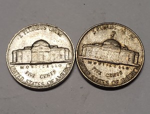 1943-P-And-1964-Nickel-With-Different-Color