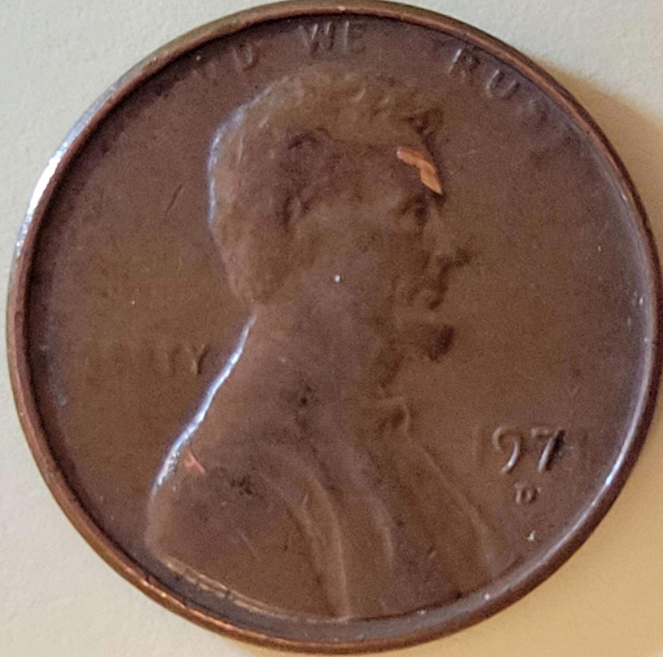 1971-D-Lincoln-Cent---Strick-Thru-Grease-Or-Weak-Die-Pressure?