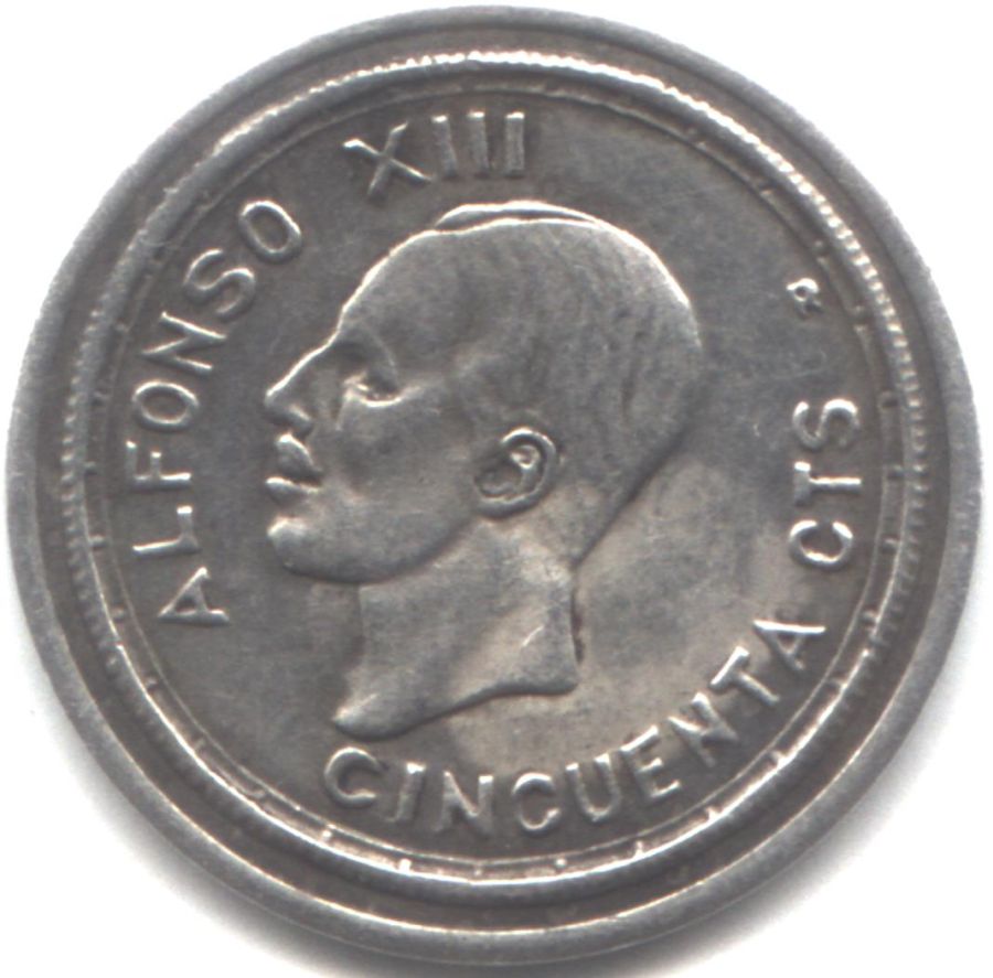 Unusual:-Spain-50-Centimos-1926-Non-Selected-Trial-Strike?