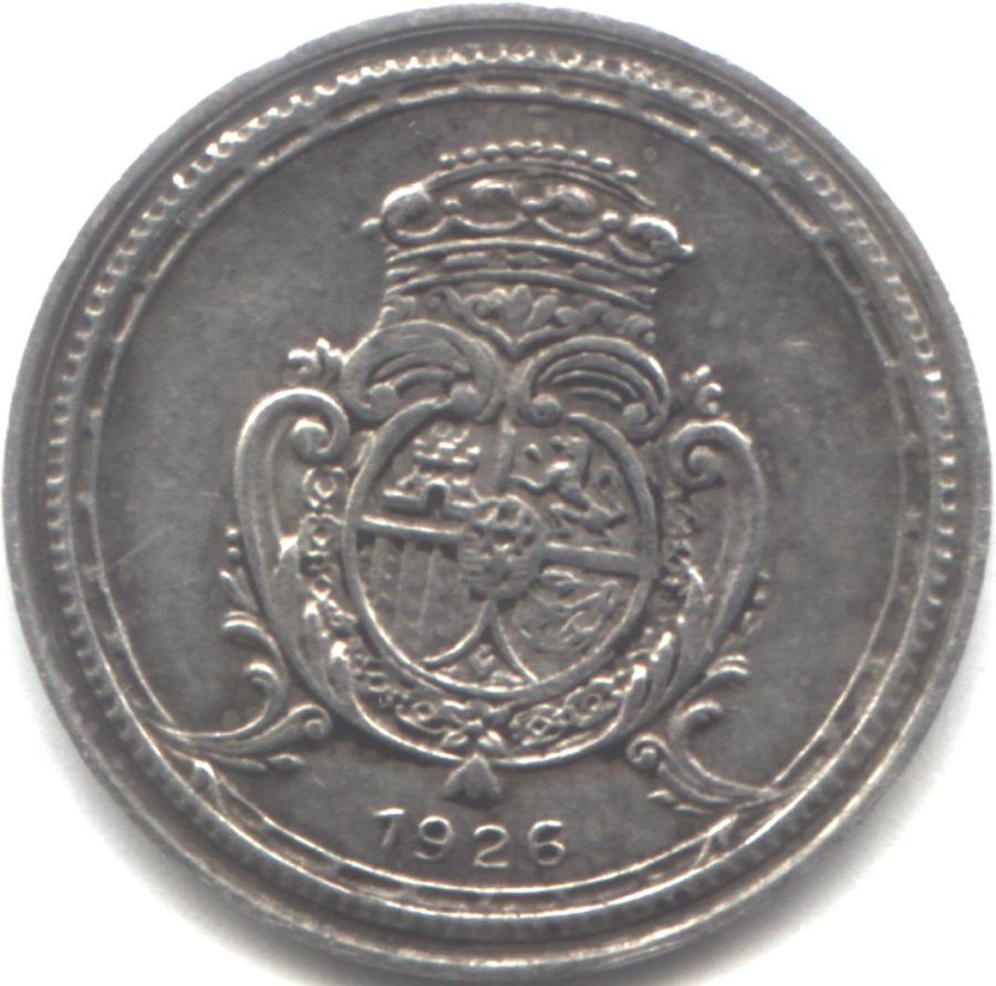Unusual:-Spain-50-Centimos-1926-Non-Selected-Trial-Strike?
