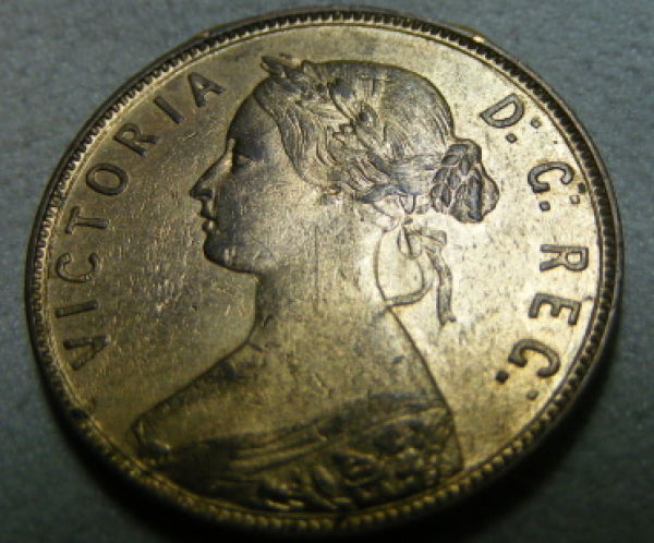 1876-H-Newfoundland-Penny-AU-58-?-Damage