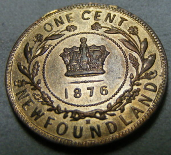 1876-H-Newfoundland-Penny-AU-58-?-Damage