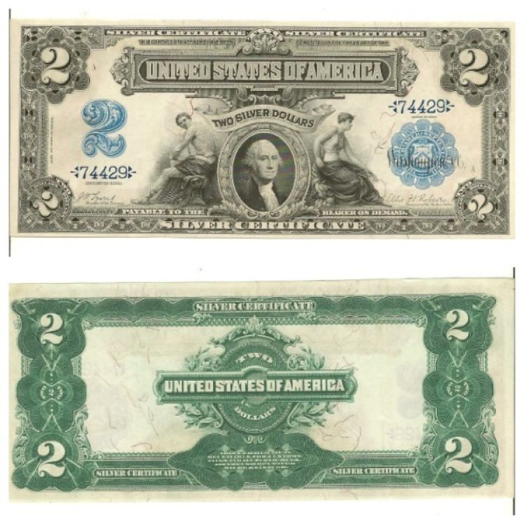 1899-$2-Mini-Porthole-Silver-Certificate-Lyons-Roberts
