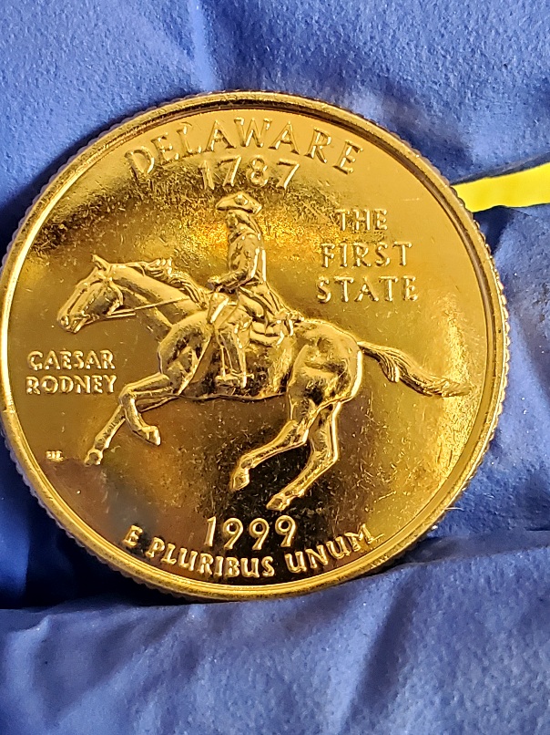 1999-D-Delaware-Quater-Gold-Color