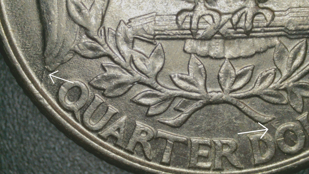 1996-P-Washington-Quarter-Spike-Head-With-Nice-Long-Die-Crack-On-Reverse