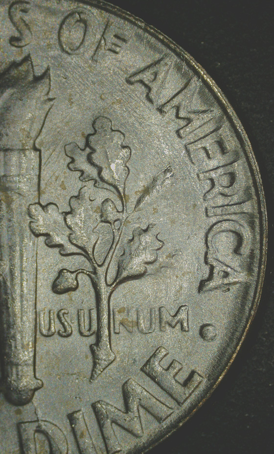 1955-P-Roosevelt-Dime-What's-Is-That-In-The-Mouth?-Die-Crack?