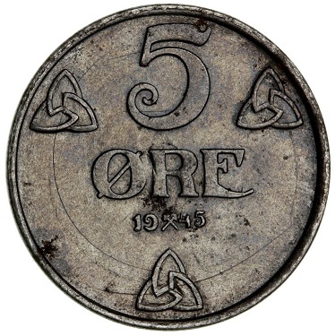 Norway-1-Ore--1940,-With-The-0-Overstamped-3-Times