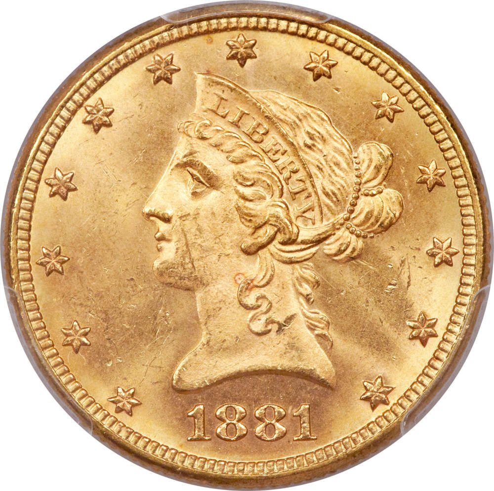 Nice-New-1881-Liberty-Head-Eagle-MS-64+-PCGS