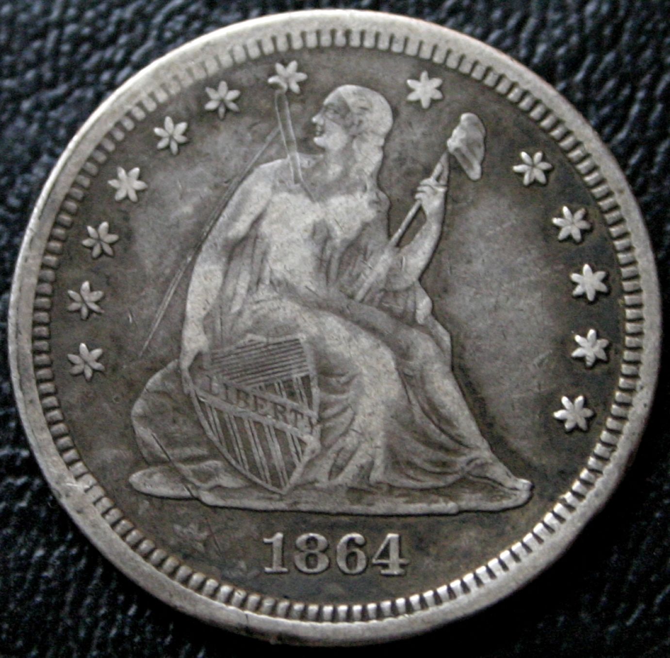 1864-Seated-Liberty-Quarter...variety?--3-More-Stars-At-Date