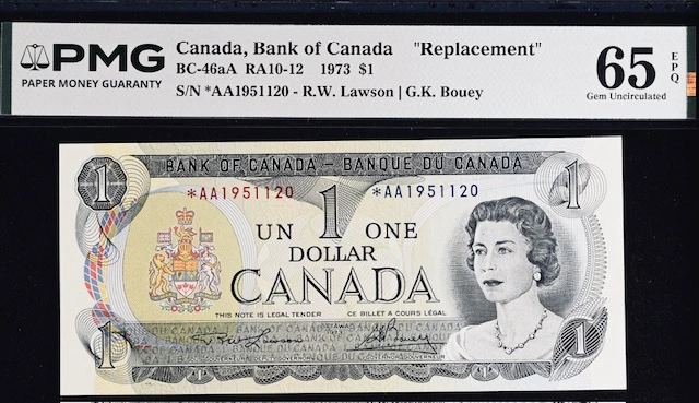Bc-46Aa,-Ra10-12,-1973-Bank-Of-Canada-$1-Just-Back-From-PMG