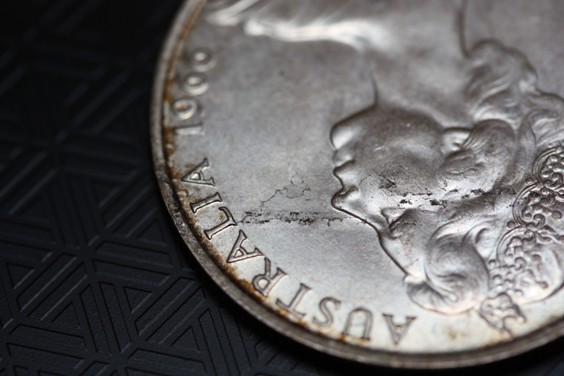 1966-Round-50-Cent-Lamination/Planchet-Flaw/Crack